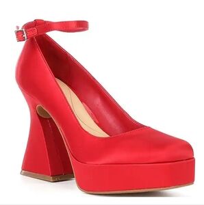 SOLD Gianni Bini red satin platforms